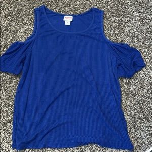 blue shoulder tank top